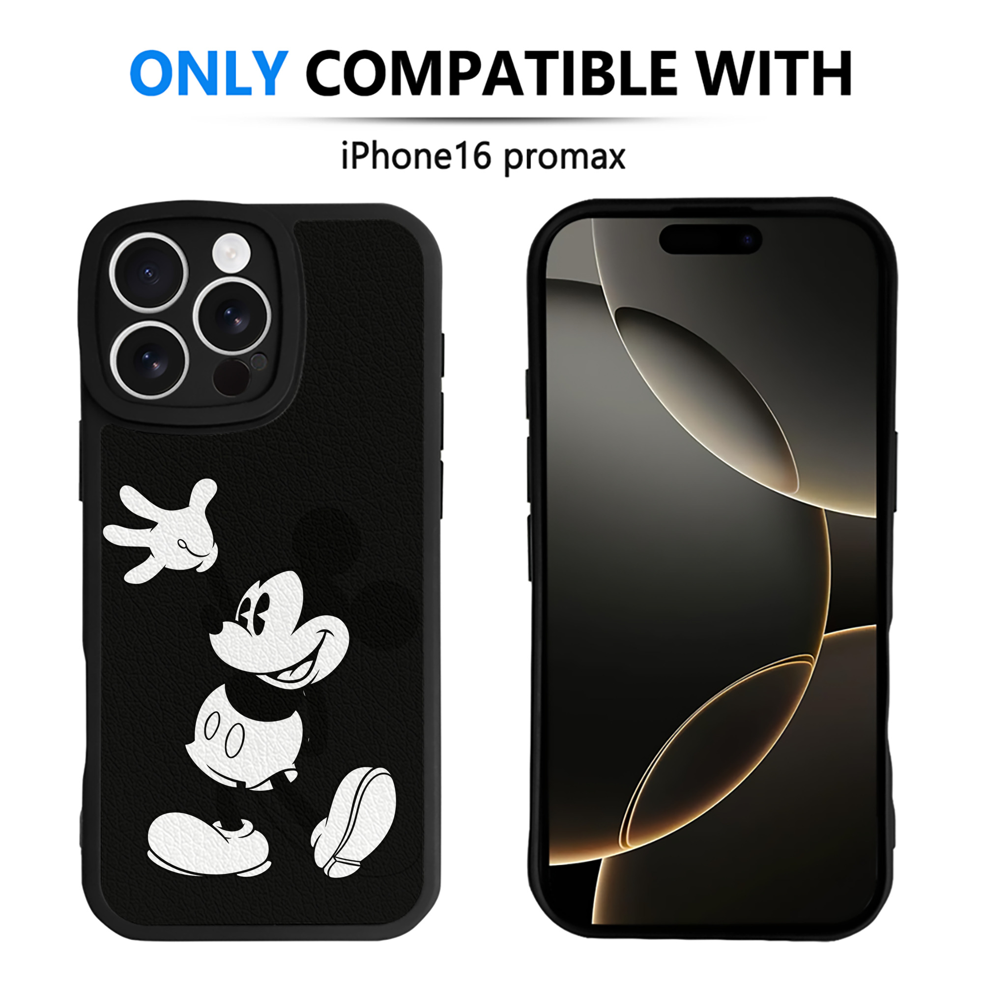 （画像用） ミッキーマウス Mickey Mouse 【iPhone 16シリーズ対応】シリコンスマホケース（レザー調） 材質：シリコン